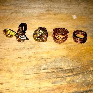 Lot of 4 costume jewelry copper rings